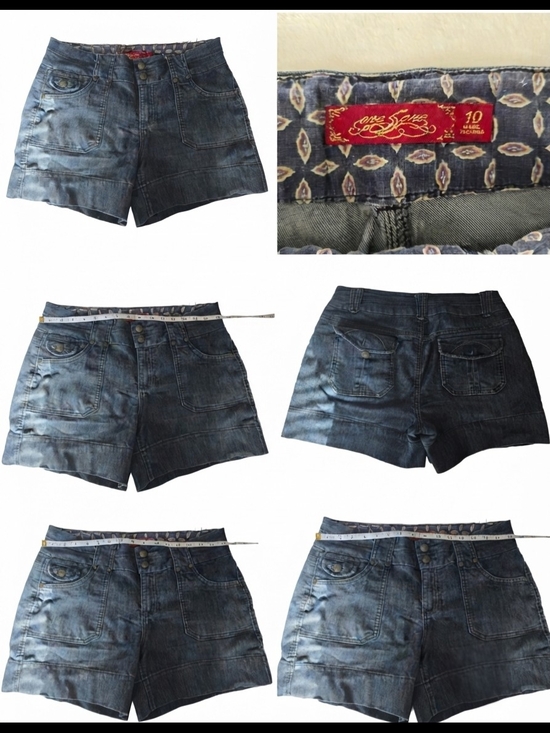 one 5 one Pants - One 5 One Y2K Dark Wash Denim Cargo Utility Shorts Size 10